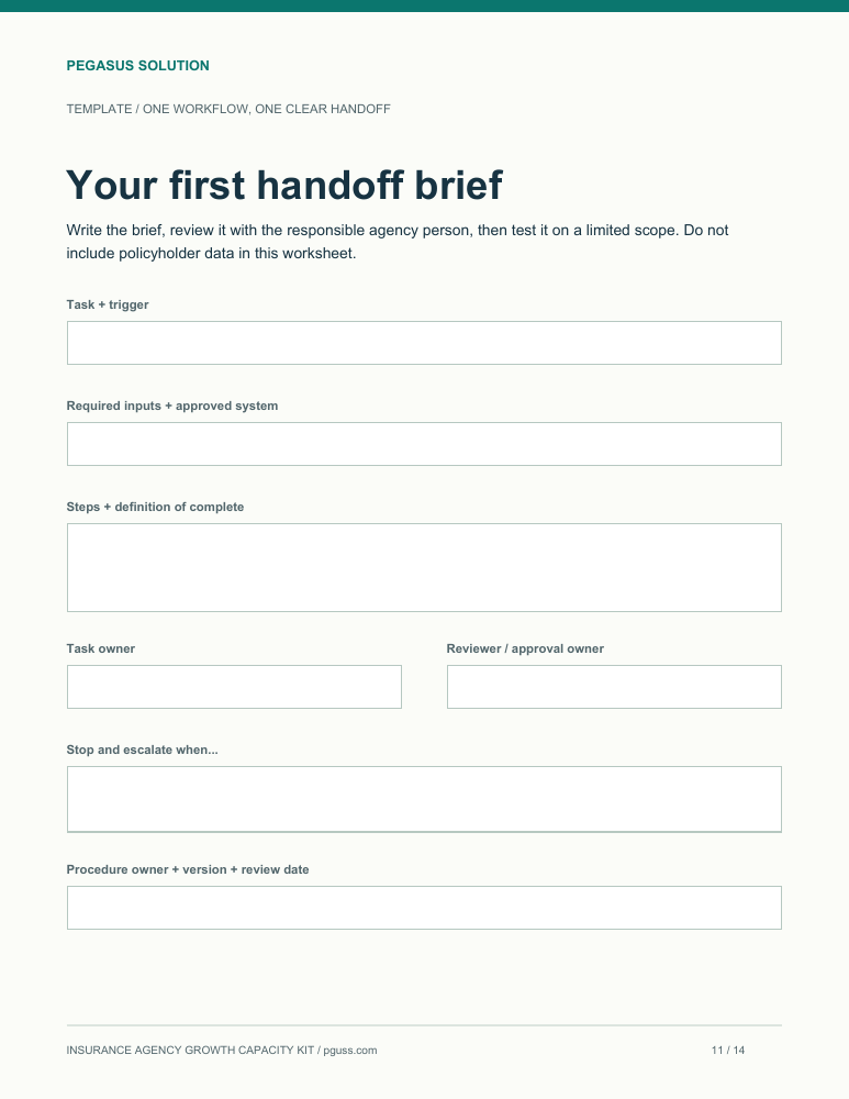 Preview of the task handoff brief